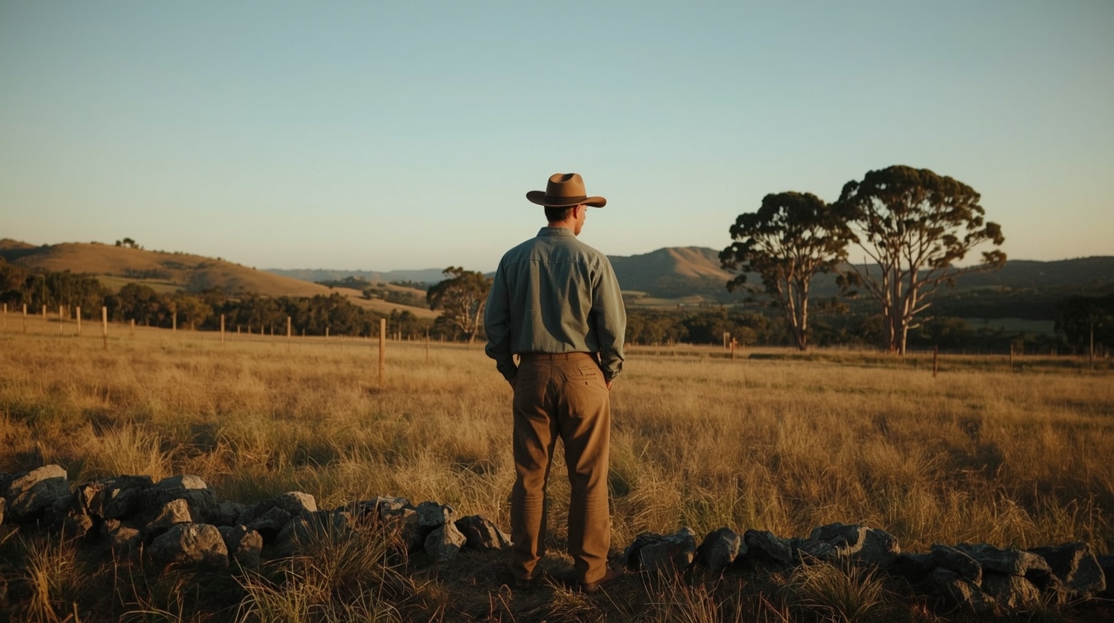 Will Seabrook reading a Tasmanian rural landscape